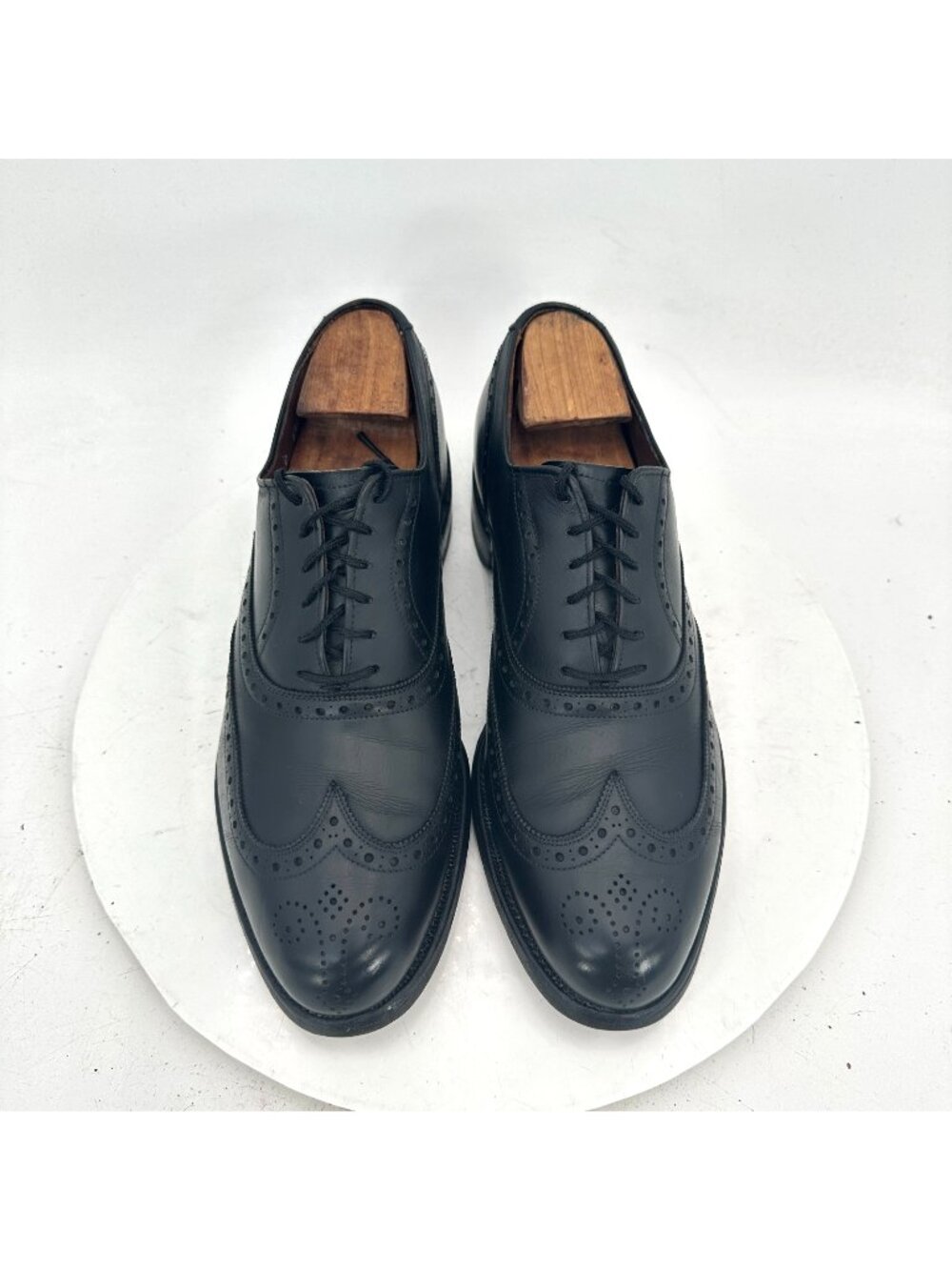 Allen Edmonds Chester Men Size 8C Black Leather Wing Tip Oxford Dress Shoes